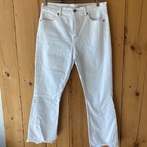 Loft White High Waist Flare Crop